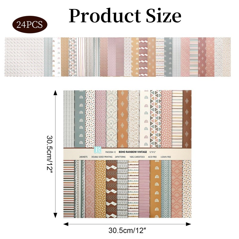 24 Sheets Scrapbook Paper, 30.5 X 30.5 cm, Decoupage Paper