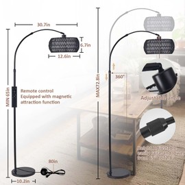 SMASURE Arc Floor Lamp with Remote App Control Natural Rattan 100% Hand-Woven Dimmable Boho Rattan Floor Lamps with 3 Color Temperature Floor Lamps for Living Room Bedroom Offices(Black)