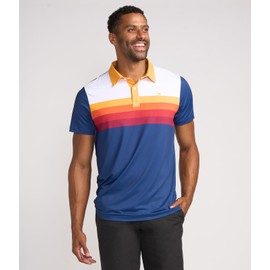 Tipsy Elves Men's Athletic Fit Golf Polo Performance Shirt with 4-Way Stretch Moisture Wicking, Blue Slice of Sunset, XX-Large - Golf Shirts for Men