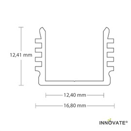 INNOVATE LED Profile 2 m, LED Aluminium Profile, Mounting Profile for Light Strips, Rail for Light Strips, Light Strip, Light Strip (U-Profile Mini 12 Flat, White, Flat Milky Cover)