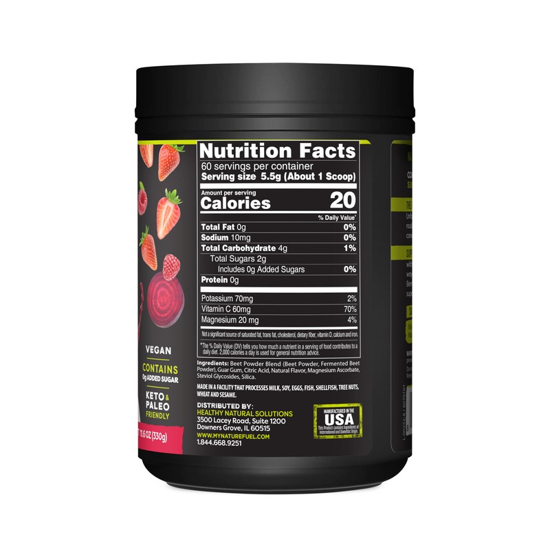 SlimFast Nature Fuel Power Beets Powder, Delicious Mixed Berry, 60
