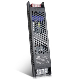 24V 300W LED Power Supply, 12.5A Constant Voltage LED Driver, AC to DC Converter, Low Voltage LED Transformer for Strip Lights, Cabinet Lighting, Commercial Signage and Light Boxes