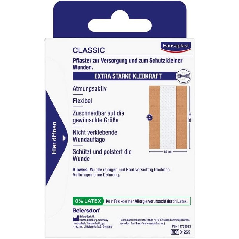 Hansaplast Classic Plaster (2 m x 6 cm), Cut to