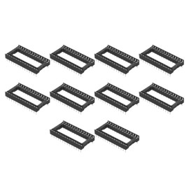 sourcing map 20Pcs DIP IC Chip Socket Adapter, 2.54mm Pitch 28 Pin Gate Soldering Flat Circuit Chip