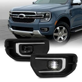 AKKON - Fit 2024 2025 Ford Ranger 24-25 LED Front Bumper Fog Lights w/Switch Direct Replacement Clear Lens Lamp Driver Passenger OE Style