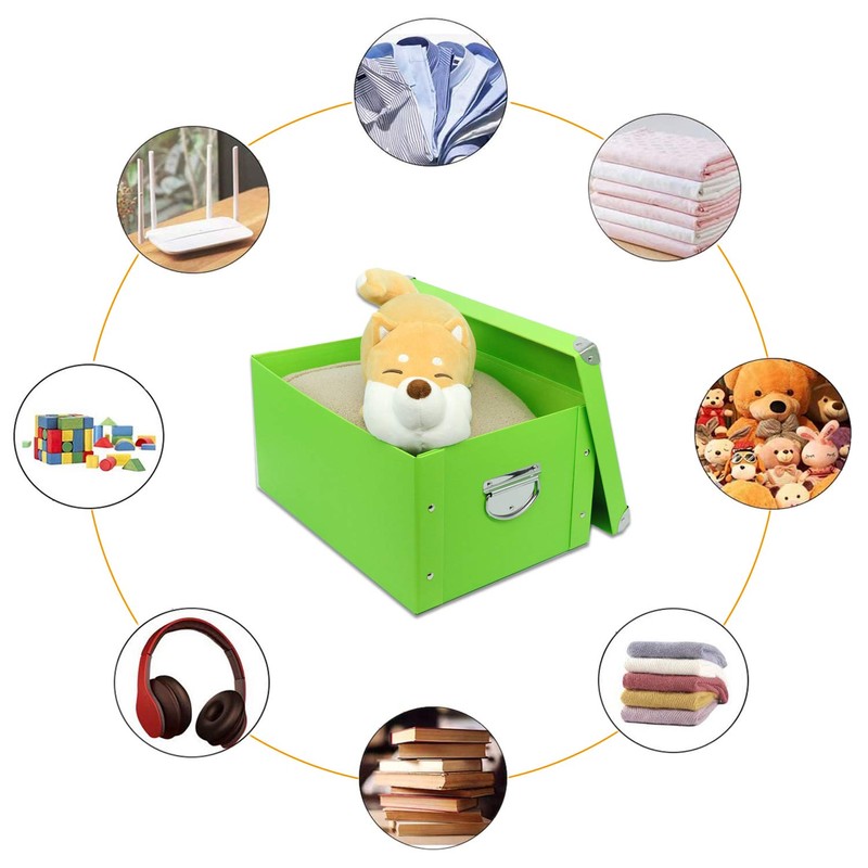 Guozi Collapsible Decorative Storage Box with Lid & Metal Handles
