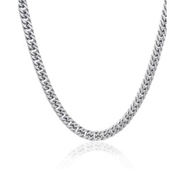 KGDUYC 1PC Mens Womens Stainless Steel Gold Plated Silver Plated Cuban Chain Gold Chain Silver Chain Hip Hop Chain Necklace Length 18-26 Inch, Stainless Steel