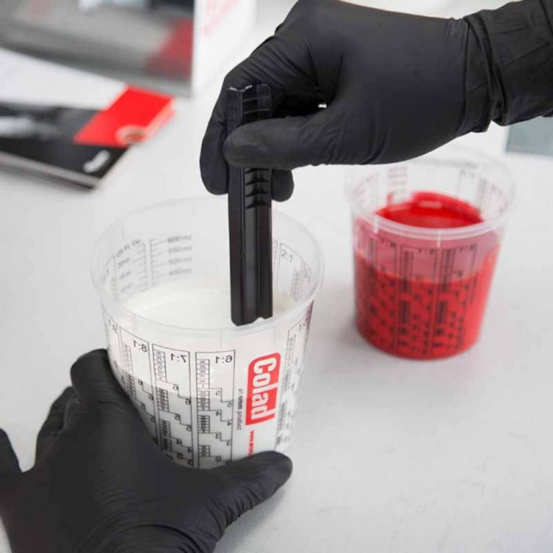 Colad Disposable Clear Solvent Resistant Paint Cups with Printed Mixing