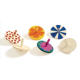 Colorations DIY Whirling Wooden Spinning Tops, Set of 24, Wood Craft for Kids, Ready to Decorate Spinners, STEM & STEAM Craft, Spinners for Kids, Decorate & Personalize, Craft Project for Children