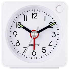 W OUTWIT Travel Analog Alarm Clock, 2.25 inch, Ultra Small Clock with Snooze and Light Function, Super Silent Non Ticking, Battery Operated, Easy Setting