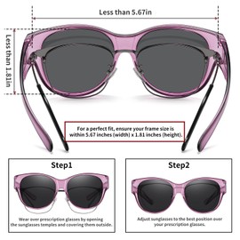 HAOLOTA Fit Over Glasses Sunglasses for Women Polarized, Trendy Cat Eye Sunglasses Wear Over Glasses, UV Protection