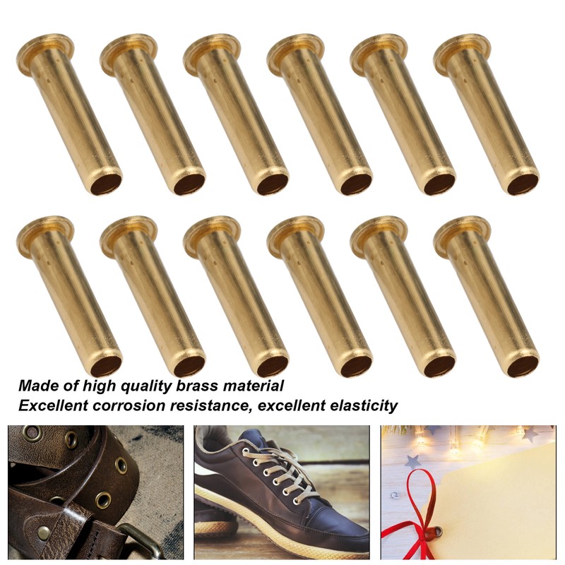 500Pcs Hollow Rivet Brass Decorative Through Hole Excellent Corrosion Resistance