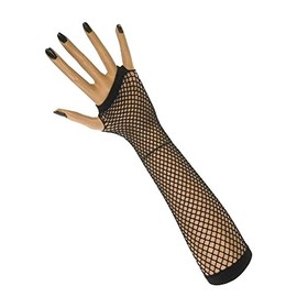 krautwear® Women's Fingerless Fishnet Gloves Hand Warmers Gloves Long, black