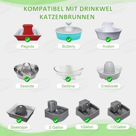 Replacement Filter for PetSafe Drinkwell, 8 Pack Replacement Activated Carbon Filter Pet Drinking Fountain Filter for PetSafe Drinkwell Avalon, Pagoda, 2 Gallon, Sedona and Seascape Seaside Butterly Cat Fountain