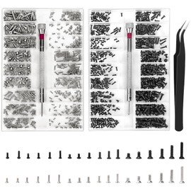 XIATIAN Pack of 1000 Small Screws Assortment Kit, M1.2 M1.4 M2 Tiny Micro Screws, Watch Glasses Computer Replacement Screws Kit with Screwdriver Tweezers for Glasses Screws, Watches (M+O))