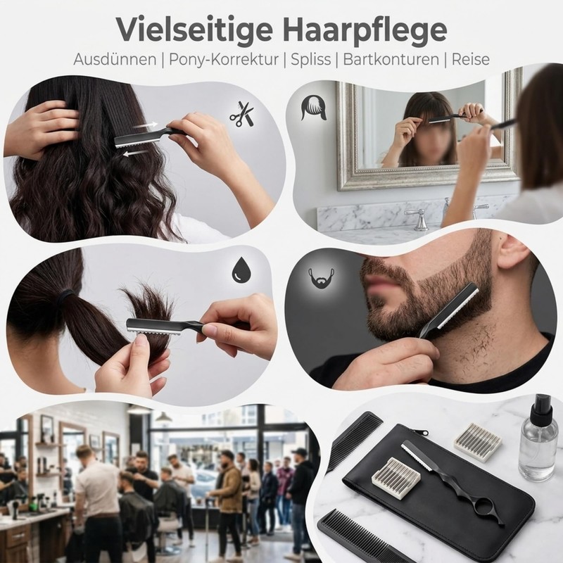 IUSOT Hair Styling Razor with 10 Replacement Blades - Black