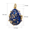 Quiges Woman Faberge Style Russian Egg Pendant Flowers Ladybird Blue