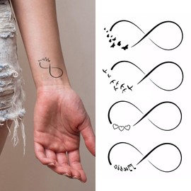 Oottati 2 Sheets Tiny Small Temporary Tattoos For Women Men Finger Hands Neck Wrist Face, Cute Long Lasting Cartoon Fake Tattoo Stickers For Kids Boys Girls Moebius Love Bird Butterfly Music Totem