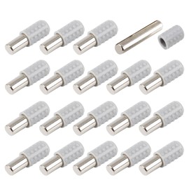 Pack of 20 Shelf Brackets, Diameter 6 mm x 22 mm, Shelf Holder with Non-Slip Rubber Sleeve, Glass Shelf Holder for Cupboard, Furniture, Bookcase (Straight)