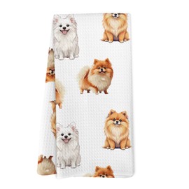 Yorhifa Pomeranian Gifts Kitchen Towels, Pomeranian Gifts for Women Dish Tea Towels for Kitchen Decor, Dog Hand Towels for Bathroom, Dog Bathroom Decor, 16x24 Inches