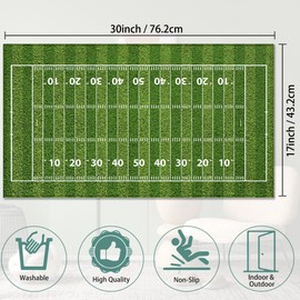 American Football Field Front Door Mat, Absorbent Resist Dirt Welcome Door Mat Indoor Outdoor, Waterproof Doormat, Sturdy Non Slip Backing, Low Profile Entry Mat for Entryway, 17 X 30 Inch