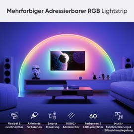 Nanoleaf Matter Essentials HD Lightstrip, 5 m Addressable RGBIC LED Strip - Smart, Matter via WiFi, Bluetooth, 16 Million Colours LED Strips, Works with Alexa, Google, Apple, Decoration and Gaming