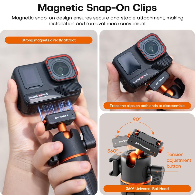 REYGEAK 21" Action Camera Tripod for Insta 360 X5/X4 Air/Ace
