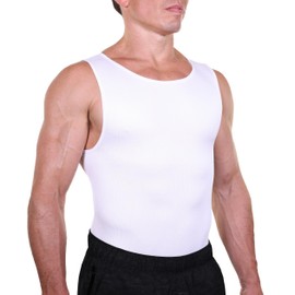 Esteem Apparel EliteSlim Men's Compression Shirt to Hide Gynecomastia, Moobs, Abs, Chest, Abs, Slimming Shapewear (White, XXL), White/Opulent Garden, XX-Large, White/Opulent Garden