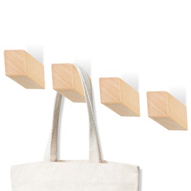 AGITATESAND Wood Wall Hooks 4 Pack Coat Hooks Wall Mounted Rustic Wooden Heavy Duty Towel Robe Hook Hat Rack for Bathroom Kitchen