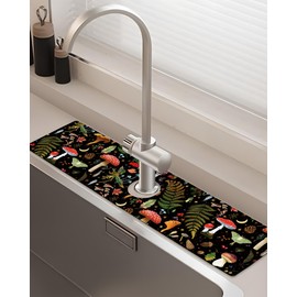 Patterned Sink Faucet Mat Kitchen Splash Guard Super Absorbent Drying Mat, Non-Slip Drain Pad for Kitchen Counter or Bathroom-24x5.5in