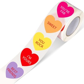 SANNIX 500 PCS Heart Stickers Valentines Stickers Roll Valentine's Day Heart Colored Sticker Craft Labels Conversation Hearts Envelope Seal Stickers for Valentines Wedding Party Supplies 8 Styles