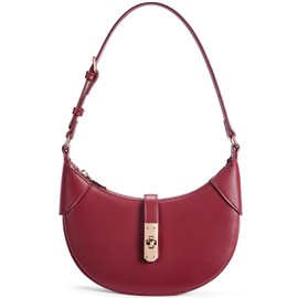 BOSTANTEN Shoulder Bags for Women Small Crescent Moon Underarm Purse Trendy Vegan Leather Handbag, Wine Red