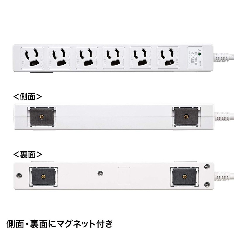 Sanwa Supply TAP-SPWMG36-3 Thunder Guard Tap (3P, 6 Socks, 3