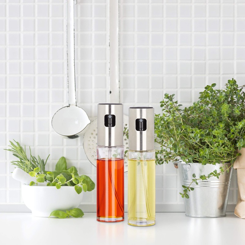 Relaxdays Essig- und Ölsprüher Set, 2 Sprühflaschen, je 100 ml,
