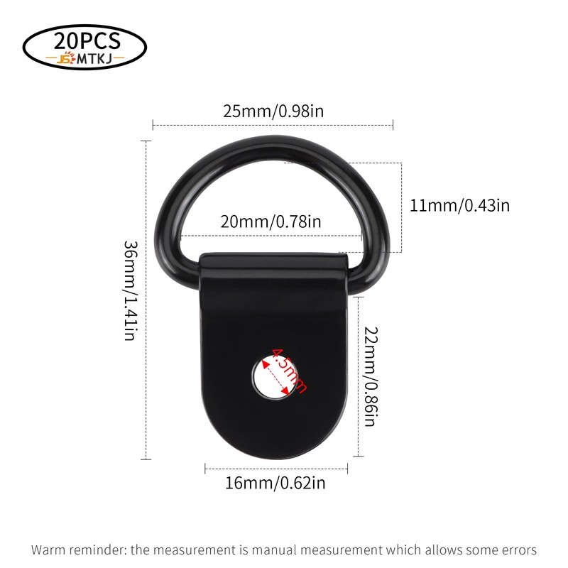 JSMTKJ Pack of 20 Lashing Eyelets D-Ring, D Ring Lashing