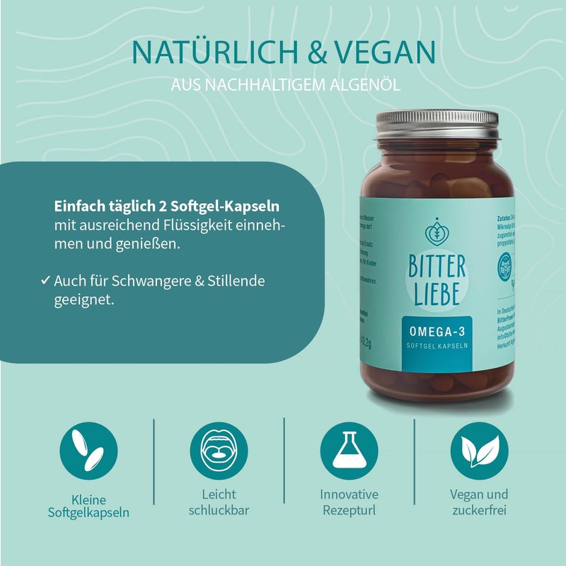 BitterLiebe - Omega 3 vegan capsules high dose made from