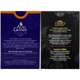 Alto Grande Caracolillo & Yaucono Dark Roast Coffee Capsules, Variety Pack, 36 Ct, Nespresso Original Line Compatible, Puerto Rico Single Serve Espresso