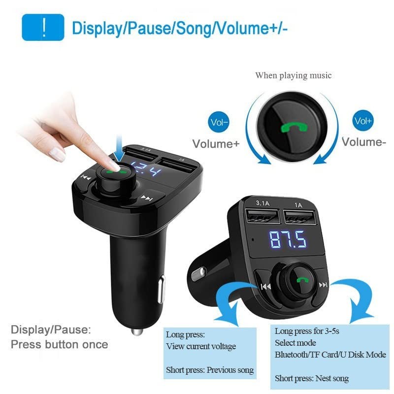 FM Transmitter KFZ Wireless Bluetooth Dual USB Auto Ladegerät für