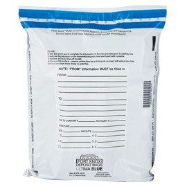 BankSupplies Ultima Blue White Deposit Bags | 9W x 12H | Pack of 100 | Discreet, Opaque, Secure | Tamper Evident Tape | Captive Flap Closure | Security Deposit Bag