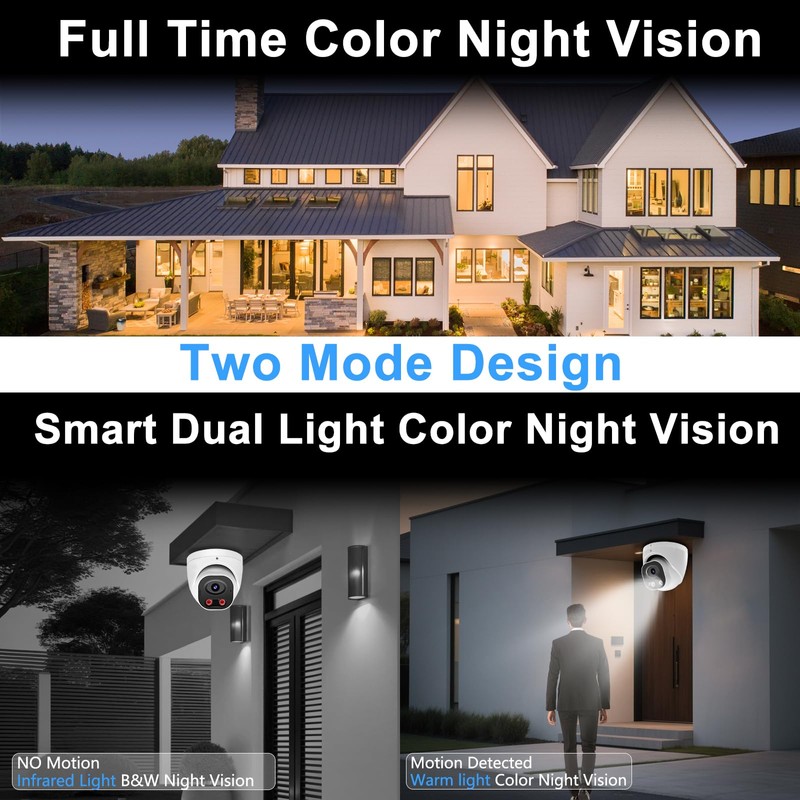 Vonnision 5MP Full Color PoE IP Security Camera, Two Way
