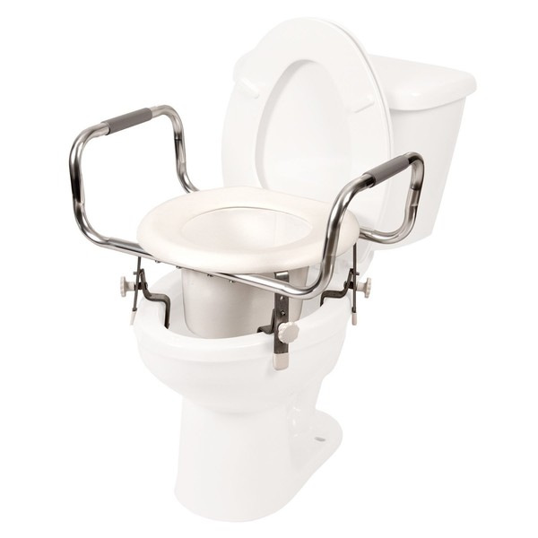 PCP Adjustable Height Raised Toilet Seat, Tall Increased Elevation with Security Safety Clamps, Made in USA