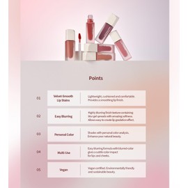 Heart Percent Dote On Mood Blurry Fog Tint, Velvety Matte Soft & Fuzzy Creamy Lightweight Vegan Lip Stains with Personal Color Analysis, #05. Petal Rose