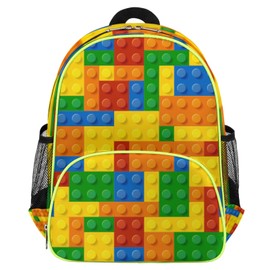 PATTERNFUL Colorful Building Blocks Toddler Backpack for Boys Girls, Kids Bookbag Preschool Kindergarten School Backpack for Daycare Nursery with Chest Strap