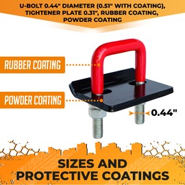 Vehiclex Anti Rattle 2 Hitch Tighteners for 1.25" and 2" Hitch Receivers – 0.44" U-Bolt Diameter – Protective Anti-Rust Coating
