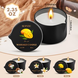 SUPXYC 3PCS Massage Oil Candles, Soybean Wax Warming Massage Oil Candle, Low Temp Scented Body Oil Candles, Low Temperature Massages Oil Candle, for Moisturizes Skin,Stress Relief (2.35 OZ)