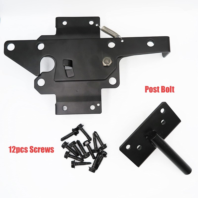 Heavy Duty Fence Self-Locking Gate Latch – Black Finishing Post