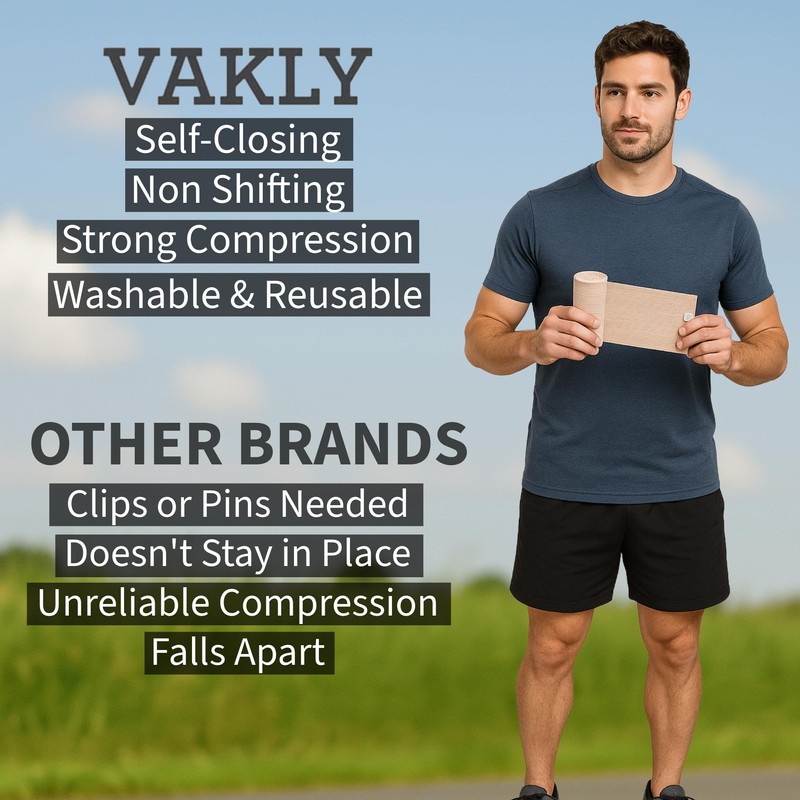Vakly Elastic Bandage Wrap Rolls with Self-Closure [Pack of 10]