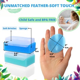 Xforto Cradle Cap Brush for Babies - Baby Sponge for Bathing Newborn Bath Essentials | Baby Brush and Comb Set Newborn - Cradle Cap Treatment | Baby Bath Sponges for Newborns (5-Pack)