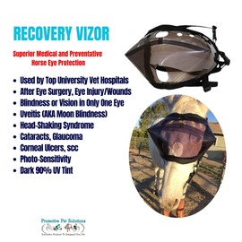Recovery Vizor, (Size Full - Dark UV Tint) Medical and Preventative Horse Eye Protection Mask for Uveitis, Injury, Scratch or Corneal Ulcer, Infection, Blindness, Photosensitivity