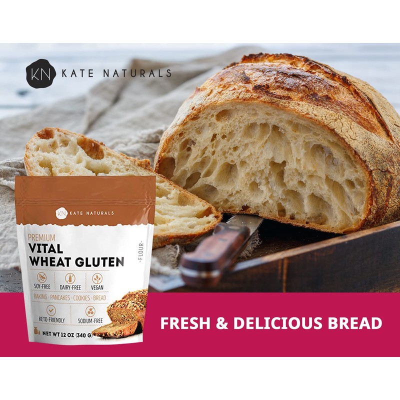Vital Wheat Gluten for Bread Making, Baking & Seitan (12oz)
